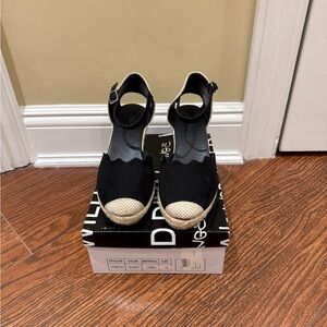 Wild Dive Lounge Black Espadrilles Wedge Sandals